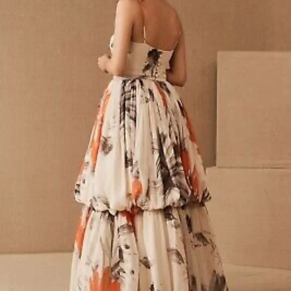 NWOT Anthropologie x BHLDN Beth Bowley Neela Silk Tiered wedding floral Dress 8